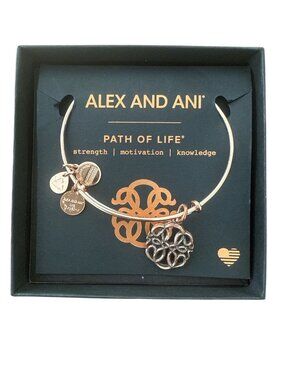 Alex and Ani Rose Gold Path of Life Bangle Charm Bracelet with Box